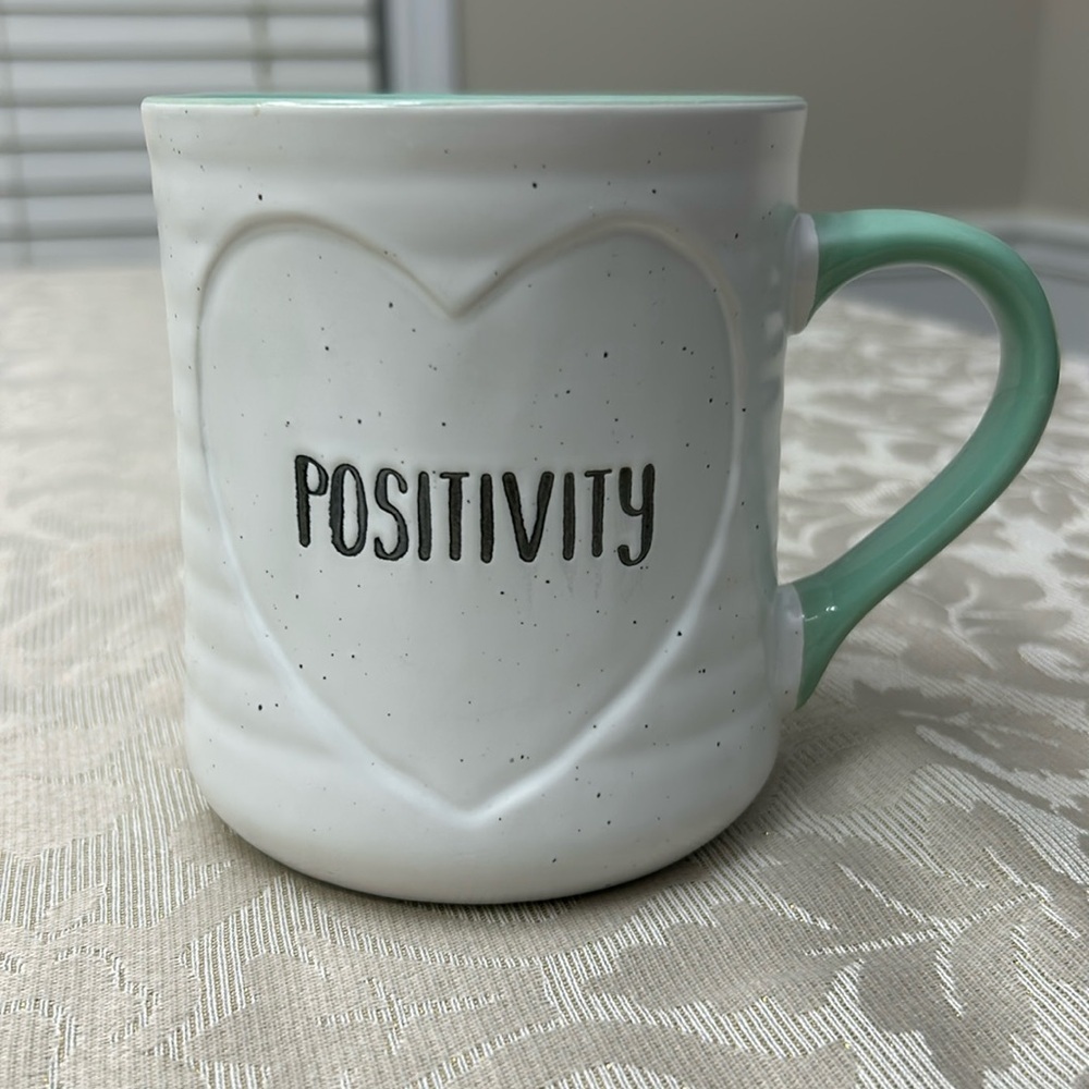Heartland Hive Positivity Mug Coffee Cup. Green and White.